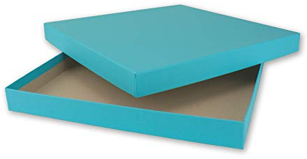 NEUSER PAPIER 1x Quadratische Aufbewahrungs- und Geschenk-Schachtel in Türkis (Blau) - 24 x 24 x 2,3 cm - Stülp-Schachtel mit Deckel - Ideal als Fotobox und Geschenkbox