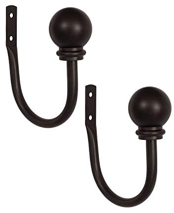 Kenney KN74814 Chelsea Ball End Steel Curtain Holdbacks for Curtains and Drapes, 2-Pack, Weathered Brown