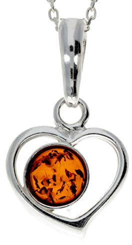 Äkta baltisk bärnsten & sterling silver hjärta hänge utan kedja - 1674, Sterlingsilver, Bärnsten