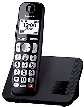 Panasonic KX-TGE250JTB Digitales Schnurlostelefon, Basiseinheit und einzelner Empfänger, sprechender Anrufer-ID, Blockierung unerwünschter Anrufe, kompatibel mit Hörgeräten, LCD-Display, Schwarz