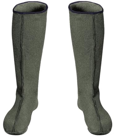 3Kamido Calze per Stivali in Feltro, Verde Oliva 37/38 Scarpe Interne per Stivali in Gomma, 36-50, Lunghe, Calza Donna, Uomo, Inserto riscaldante in Feltro, Calze Termiche