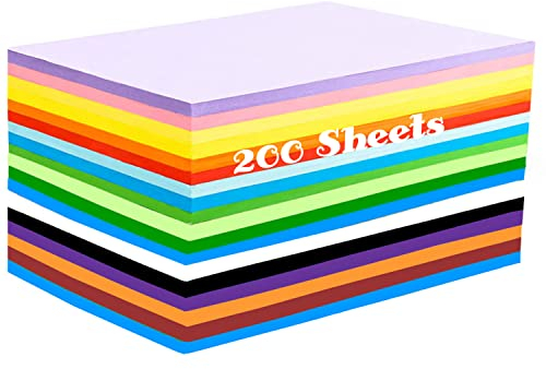 200 Blatt Buntes Papier A4, Farbiges Faltpapier in 20 Farben (70 g/m²), Tonpapier Bunt/Bastelpapier Zweiseitig für DIY Origami und Bastelprojekte