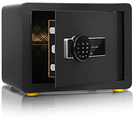 GIANTEX Cassaforte Elettronica con Sistema di Allarme Sensibile, Cassaforte da 31,5 L, Cassaforte per Mobili Serratura a Combinazione e 2 Chiavi di Emergenza, Colore Nero, 30 x 40 x 30 cm