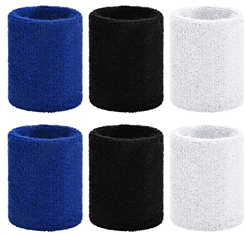 Schweißbänder Set,Absorbierende Schweissband, 6 Packung Sport Wristbands Absorbierende Schweißbänder für Fußball Basketball Leichtathletik 8 * 7 * 1cm