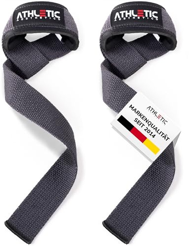 Zughilfen für Krafttraining und Bodybuilding (gepolstert) - Profi Lifting Straps 60 cm Länge für Fitness, Weightlifting, Kreuzheben - Zughilfe im Paar für Frauen und Männer (Dunkelgrau)