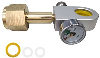 CO2 Cylinder Adapter for Duo Art Terra Soda Cylinder, W21.8-14 Cylinder, CO2 Refill Adapter Connector with 3000psi Pressure Gauge