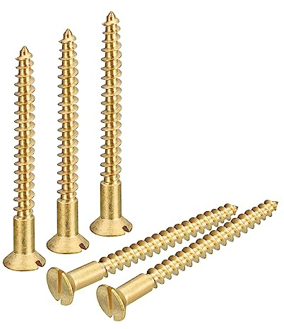 sourcing karta mässing träskruvar, 20 stycken M4 x 40 mm slitsdrift försänkt huvud självgängande skruvar för träarbete möbler