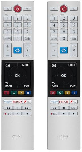 【Pack of 2】 Replacement CT-8541 CT8541 30101774 RC42150P Remote Control Compatible with Toshiba UHD Frevieww 2018 2019 Ready HD LCD LED TV with Prime Video Netflix F play Freevieww Buttons