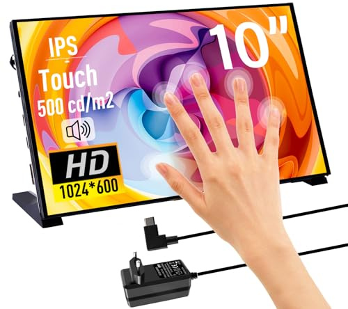GeeekPi 10,1 tums kapacitiv pekskärm för Raspberry Pi, HDMI IPS-skärm 1024x600 med dubbelhögtalare och monteringshål för Raspberry Pi 5/4B/3B+/3B