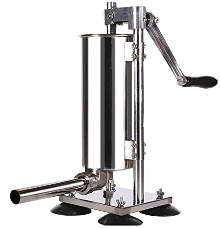 Insaccatrice Manuale Verticale per Salsicce, Macchina per Insaccatrice per Carne in Acciaio Inossidabile da 3 Litri, con 4 Tubi per Ripieno in Acciaio Inossidabile e Plastica, Uso Domestico e Commerc
