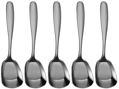 Cucchiaio da portata in acciaio inox con testa quadrata,Cucchiaio da tavola in acciaio inox con testa quadrata,Cucchiaio da zucchero - Cucchiaini spessi, posate, utensili per feste, cene, catering