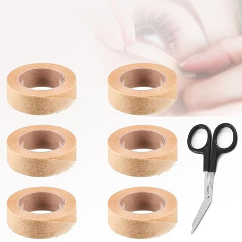 6 Rollen Mikroporen Band Micropore tape Flexibles Hautband Atmungsaktives nasen tape nose tape face tape Selbstklebendes Mullband für Wundverletzungen Schwellungen Sport, 1.25cm x 10 Yard (Beige)