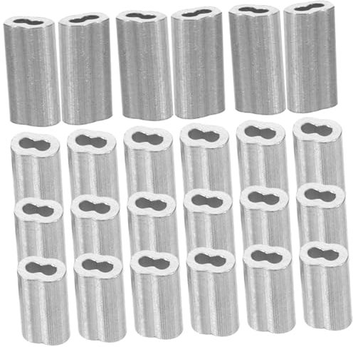PartyKindom Manguito de Engarce de Aluminio en Forma de 8 Doble Orificio para Cable de Acero, 100 Piezas, Resistente y Fácil de Instalar, DIY