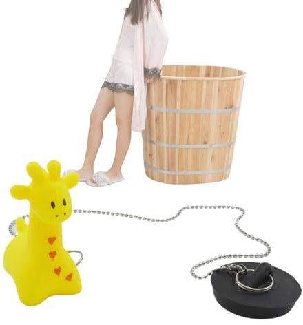 Tapón de baño de goma y cadena - Tapón de baño de goma con tapón de drenaje ChCartoon - Dibujos animados, tapón de bañera flotante para baño, cocina, lavabo, desagüe,