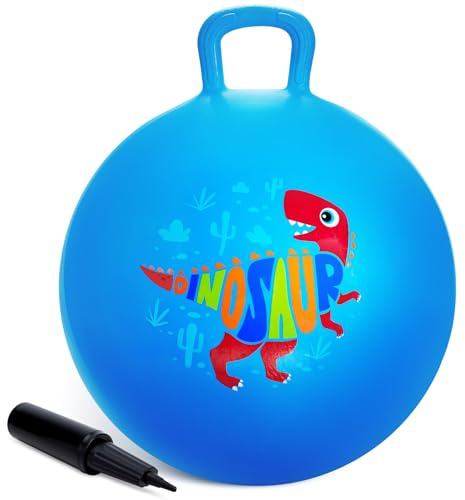 INPODAK 45cm Dinosaurier Hüpfball für Kinder von 3 bis 8 Jahre mit Pumpe