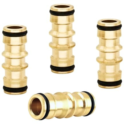 4 Raccords de Tuyau d'Arrosage en Laiton 1/2 Mâle et Femelle, Connecteur Tuyau Arrosage, Embout Tuyau Arrosage, Compatible Raccord Gardena, Double Connecteur Rapide pour Jardin (Noir + Or) 