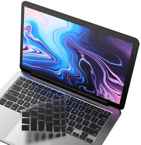 Housse de Clavier en TPU pour MacBook 14 M4 Pro/Max Chip modèle A3112 A3185 A3401 A3186 A3403 US Layout Protector, Film Protecteur pour Clavier Disposition de EU (Noir)