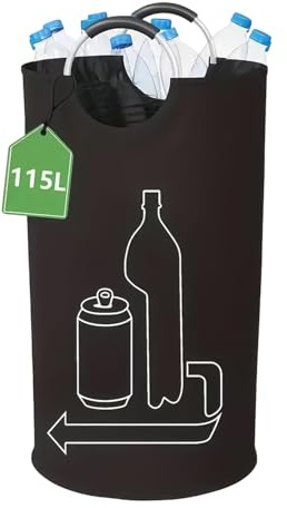 kivrimlarv Raccoglitore di bottiglie vuote, in tessuto Oxford, capacità 115 l, per cucina, casa, garage, ufficio, spiaggia, campeggio, picnic, ripostiglio, dormitorio