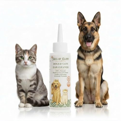 Tails of Glory Nettoyant Oreille Chien Naturel, Nettoyeur Oreille pour Chien et Chat, Nettoyant Auriculaire Chien, Nettoyage Oreille Chien, Ear Cleaner Doux pour l’Hygiène Quotidienne