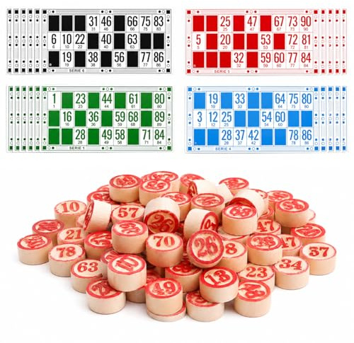 xolear 138 stycken lottospel set 90 bingochips 48 bingokort tombola spel | Bärbart bingo-spel, bingoset för brädspel familjesammankomster logiska spel