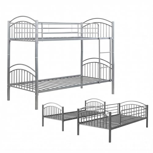 Panana Strong Metal Bunk Beds 3FT Single Metal Bunk Beds Frame for Children, Can Be Separated into 2 Single Beds, Space-Saving