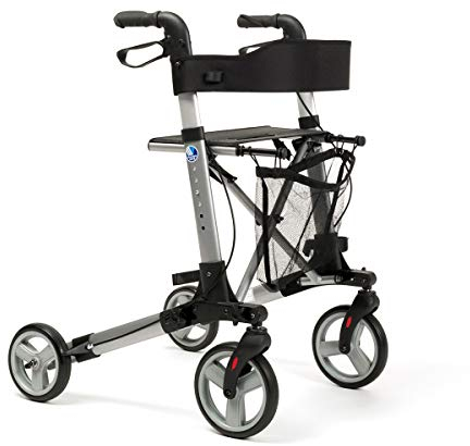 FabaCare Rollator Quadri Light faltbar, Leichtgewichtrollator Alu mit Vollausstattung, Reiserollator leicht