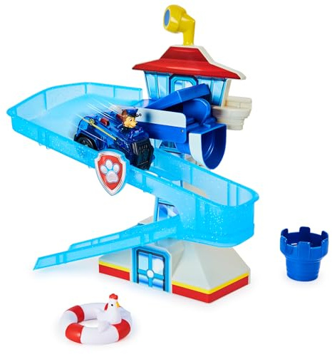 Paw Patrol, Adventure Bay Bath Playset with Light-up Chase Vehicle, Bath Toy for Kids Aged 3 and up