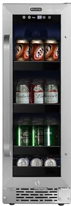 Whynter BBR-638SB Built-in Under Counter 12 inch Beverage Refrigerator and Cooler, Fridge with Glass Door, 2.0 Cubic Feet, Stainless, 75 Capacity