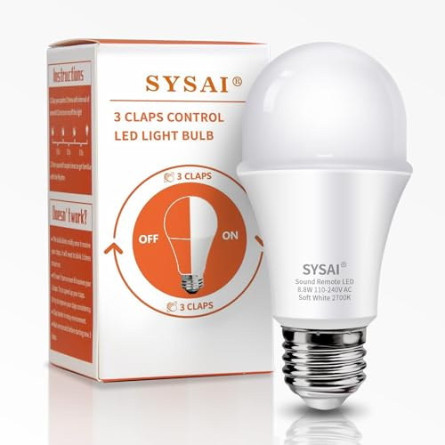 Ampoule de contrôle de la lumière à 3 claps pour lampe de table de chambre à coucher, solution marche/arrêt activée par le son, détection de claquement, maison intelligente, vu à la télévision, blanc