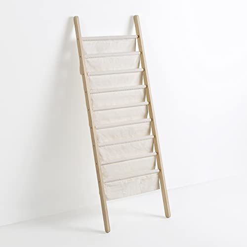 HOMN LIVING Revistero Xoel en Tela y Madera con 8 Secciones