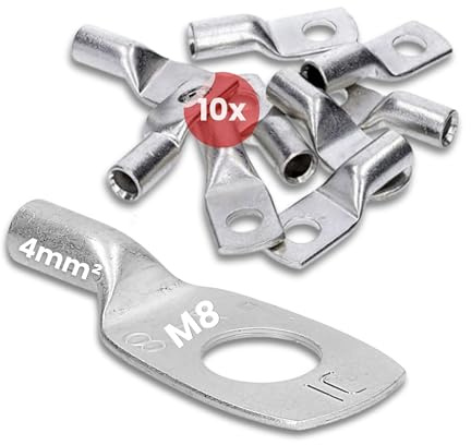 Kalitec 10x Rörkabelskor 4 mm² M8 - Förtennad Koppar för Elinstallation