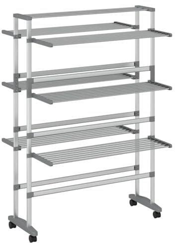 vidaXL Clothes Drying Rack, Airing Rack for Clothing Drying Small Spaces, Hang Rack for Clothes Laundry, Clothes Air Dryer with Wheels, Aluminum