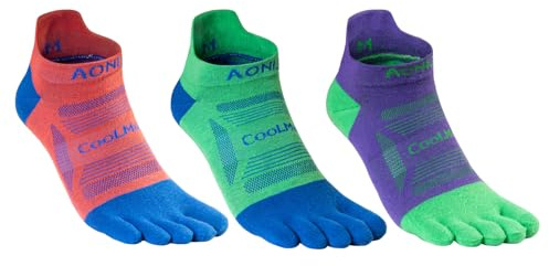 Azarxis Calzini Running Uomo Donna Calze con 5 Dita Traspiranti e Antiscivolo Calze Separate da Caccio Ciclismo Corsa Trail Trekking (C1-3 coppie, S)