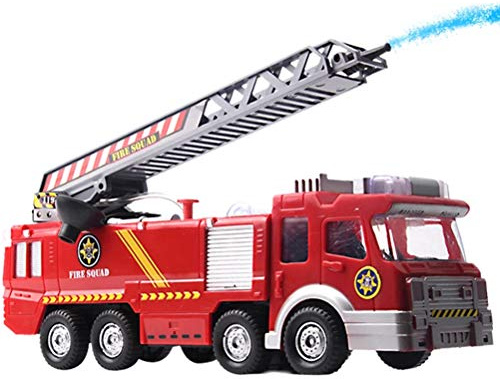 Srliya Juguetes para Camiones de Bomberos, Bomba de Pulverización de Agua, Juguetes Educativos para Camiones de Bomberos con Simulación de Luz y Sonido, Camión de Bomberos Eléctrico,