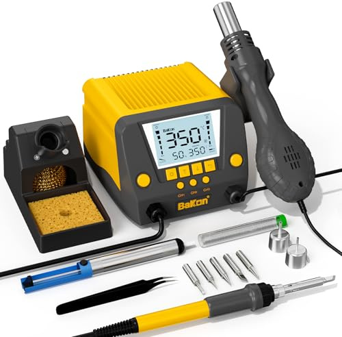 BK882 Soldering Station 2-IN-1 Hot Air Rework Station with Large LCD Display,650W Hign Power Solder Stations, °F /°C Cool/Hot Air Conversion, Digital Temperature Calibration, Auto Sleep