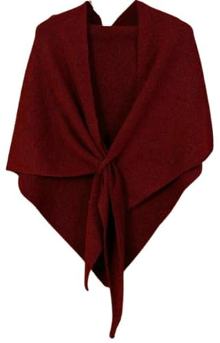 Women's Wool Triangle Striped Scarf Shawl Solid Color Wrap Tie Up Knotted Design Fall Winter Cozy Knitted Cross Cape
