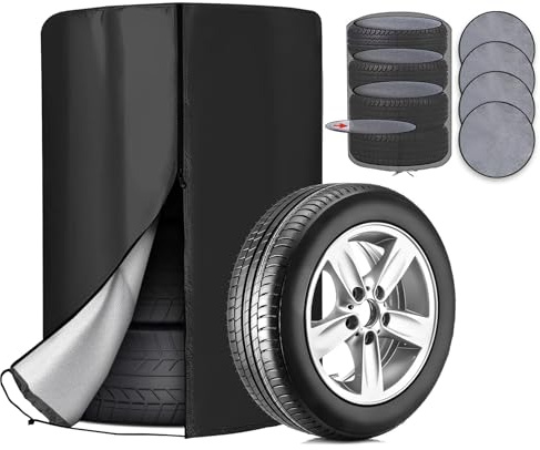 Borse per Portapneumatici, Copri Pneumatici Auto per 4 Pneumatici Impermeabile Antipolvere, 420D Oxford Custodia Copertura per Pneumatici Universale con 4 Tappetini, Sacchi Porta Pneumatici 85×120cm
