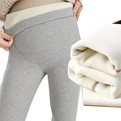 Générique Leggings Maternité Hiver | Pantalon Polaire Chaud Taille Haute | Bande Ventrale Ajustable | pour Grossesse Tous Trimestres et Postpartum | Soutien Confortable(Light Gray,M)