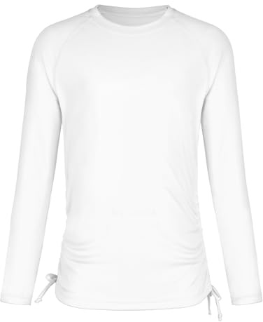 beautyin Rash Guard for Girls Long Sleeve Swim Shirt UPF 50+ Sun Protection Teen Girls Swimsuit Athletic Shirts 7-16Y White