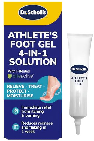 Dr. Scholl’s Athlete’s Foot Gel 4-in-1 Treatment - Immediate Relief from Itching and Burning, Antifungal Cream, Destroys Athlete’s Foot Fungi, Prevents Further Infections, One-Month Supply, 10ml