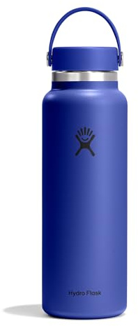 Hydro Flask Water Bottle - Insulated Stainless Steel - Wide Mouth Flex Lid, Non Spill, Leakproof and Refillable in 40 Oz Capri Blue