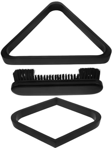 DECORNIJIA Support Triangulaire en Bois Massif pour Table de Billard Ensemble 3 Pièces Triangle, Porte-Boules et Brosse 9 Pouces pour Entretien Tapis, Accessoire Billard Loisirs Maison