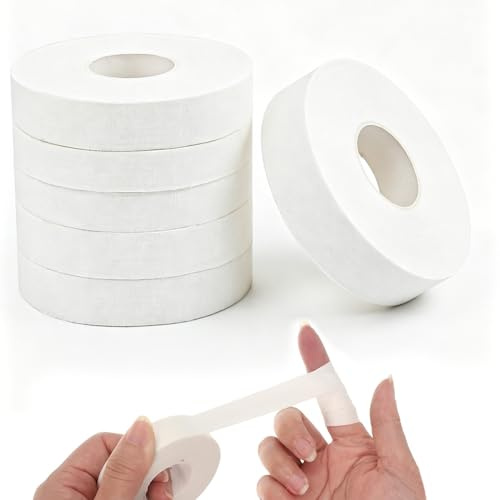 6 Rolls Zinc Oxide Tape,1.25cm x 10m,Sports Tape for Blister Prevention,Self-Adhesive Strapping Athletic Tape,Breathable Wrist Finger Tapes for First Aid Sports,Cohesive Bandage for Wrist Finger