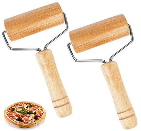 2 PCS Rullo Per Pasticceria In Legno Mattarello In Legno Rulli Per Pasta Per Pizza Antiaderente Comodo Da Impugnare Mattarello In Legno Con Manici Per Panetteria Domestica