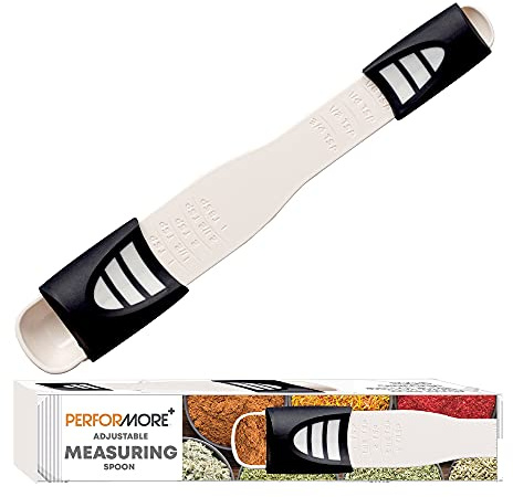 Performore Adjustable Measuring Spoon with Double End Adjustable Scale, 9 Stalls All in One Measuring Spoon, Wide Range of Measurements - Dry and Semi-Liquid Ingredients for Baking, Cooking