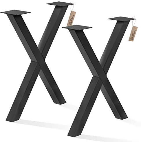 LAMO Manufaktur Tischbeine für Esstisch | Schreibtisch, Mark Massive | Vierkantprofil 80x80 mm, Tischgestell 60x72 cm (BxH), Schwarz | 2 Stück, LTS-03-J-CC-9005