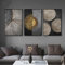Moderne abstrakte Kreis Streifen Mond schwarz golden Leinwand Kunst Gemälde für Wohnzimmer Poster und Drucke Wand Poster Wohnkultur 50x70cm (20x28in) x3 Rahmenlos