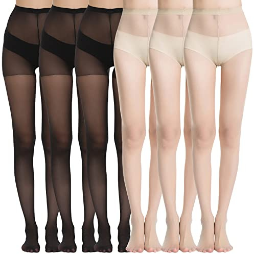 MANZI Women's Everyday Energy Silk Sheer Soft Tights 20 Denier 3 Black,3 Nude XL