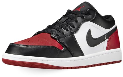 Nike Herren Air Jordan 1 Low Sneaker, Weiß/Schwarz/Rot, 12.5