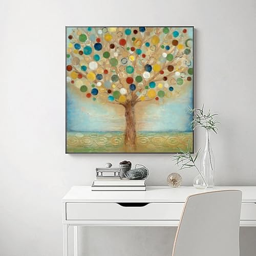 Moderne Poster und Drucke auf Leinwand, Wandkunst, Gemälde, abstrakte Geldbaum-Bilder für Wohnzimmer, Zuhause, Raumdekoration, Kunstwerk, 50x50cm (20x20 Zoll), ungerahmt